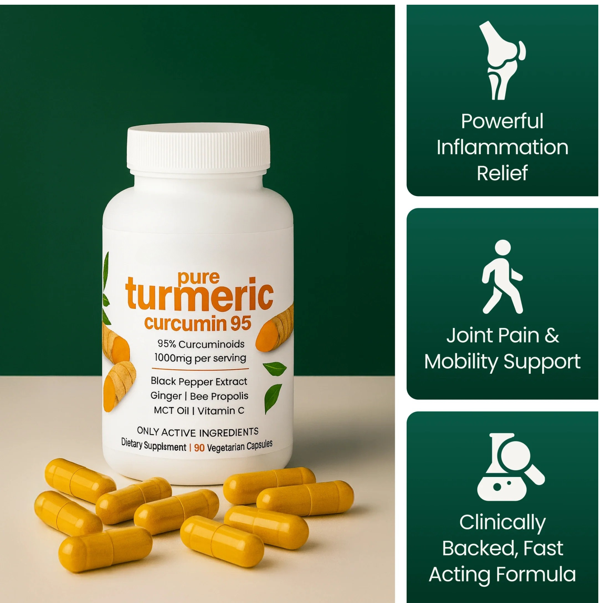 Pure Turmeric Curcumin Capsules (1,000mg)